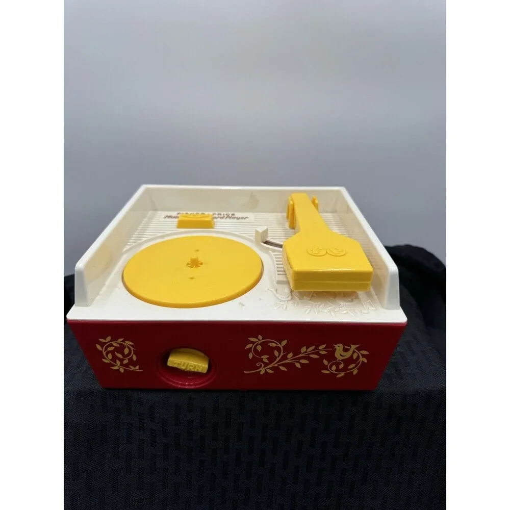 Vintage Fisher Price Music Box Record Player With 5 Double Sided Records. Works!